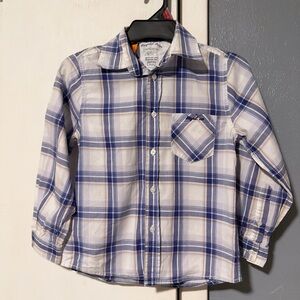 Kids Blue and White Plaid Button-Down Shirt